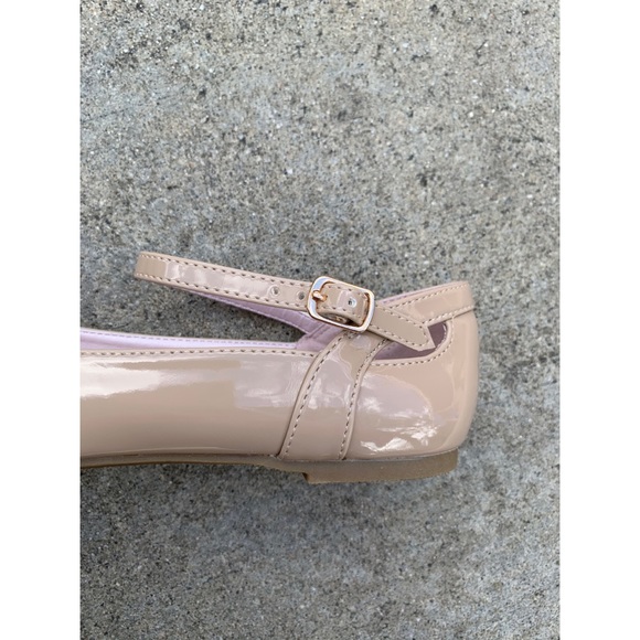 Girls Soda Beige Patent Strap Ballet Flats - Picture 3 of 5